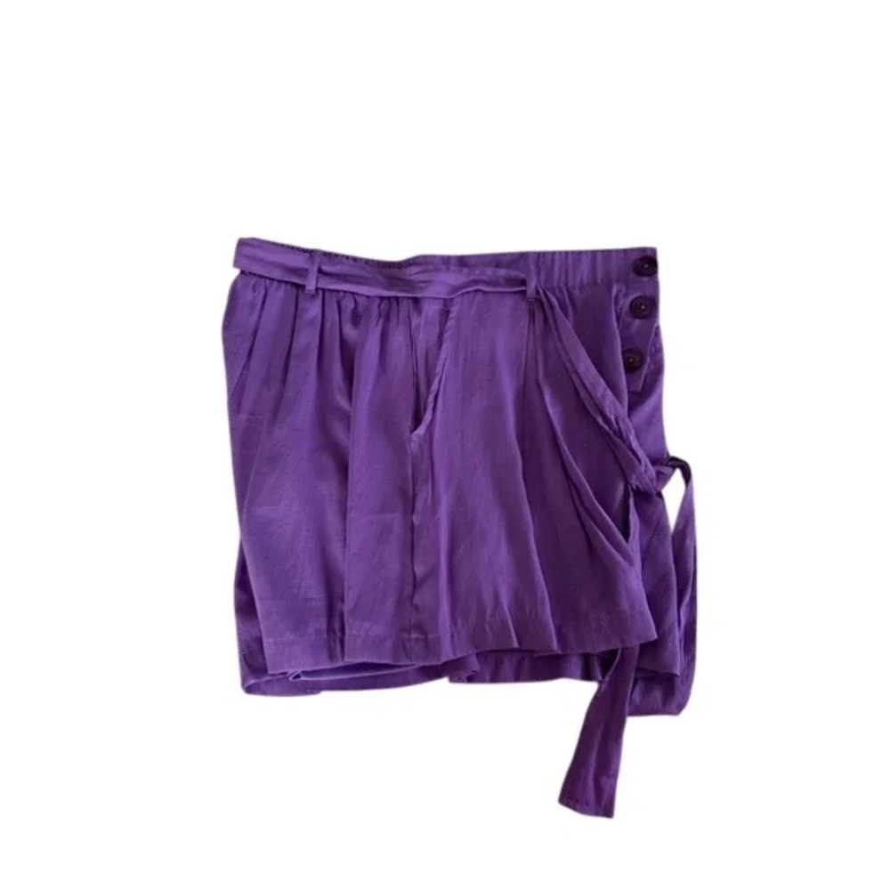 Haute Monde Women's Purple Sz L Pleated Skorts Summer Preppy Academia Beachy Y2K